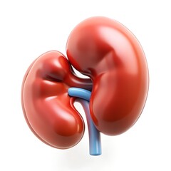 3D Cartoon Human Kidney Icon in Plastic Minimal Style Isolated on White Background