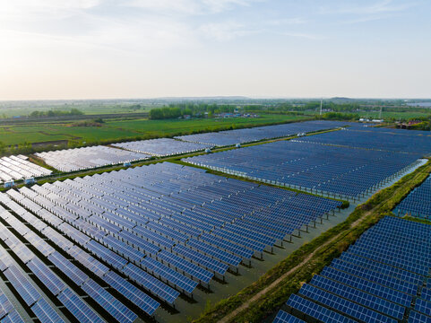 Floating Solar Panels on Water Surface