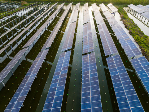 Floating Solar Panels on Water Surface