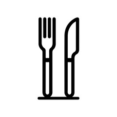 Black and White Outline of Knife and Fork
