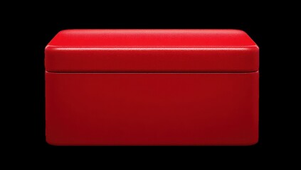 Red rectangular tin box, smooth surface