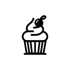 Black and White Outline of Cupcake