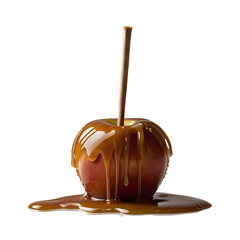 A caramel apple dripping slowly