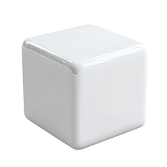 A clean minimalist white cube representing simplicity and modern design on on transparent background