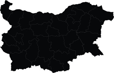 Black silhouette map of Bulgaria with detailed outline for design and educational purposes