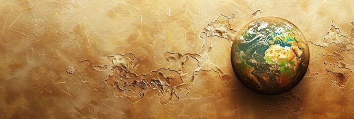 Global awareness for desertification and drought prevention art for environmental campaigns. Climate problems. Horizontal banner. Copy space. World Environment Day