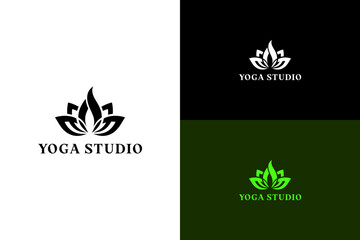 illustration of lotus shaped flame, minimalist, icon, vector logo for yoga studio, exercise, fitness, health and wellness, wellbeing, mindfulness, morning routine, peaceful, and more