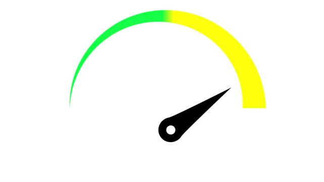 Velocity meter in motion. Animated speed scale with fast-moving speedometer design for digital dashboards.