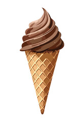 Brown Ice Cream Swirl Cone - Vector Illustration