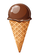 Chocolate Ice Cream Cone - Vector Illustration