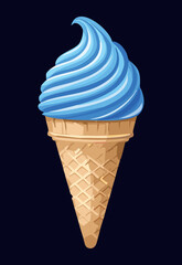 Soft Serve Blue Ice Cream - Vector Illustration