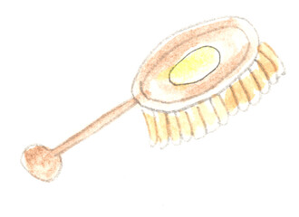 Comb, brush, personal hygiene. Watercolor illustration, hand drawn modern freehand new
