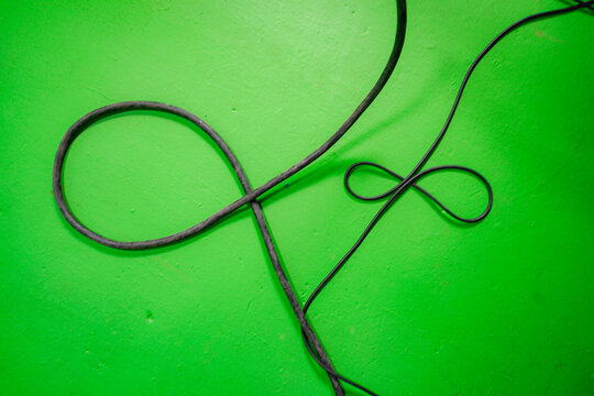 Overhead View of Cables on Chroma Key Surface