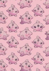Fototapeta premium 淡いピンクの夢みる生き物たち