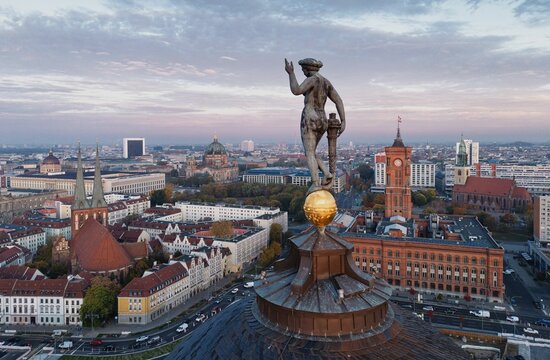 Statue of the Goddess Fortuna and the Berlin skyline