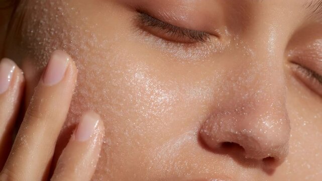 Woman's face with scrub on skin