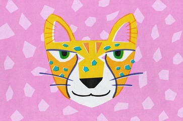 Colorful cheetah wild animal pink