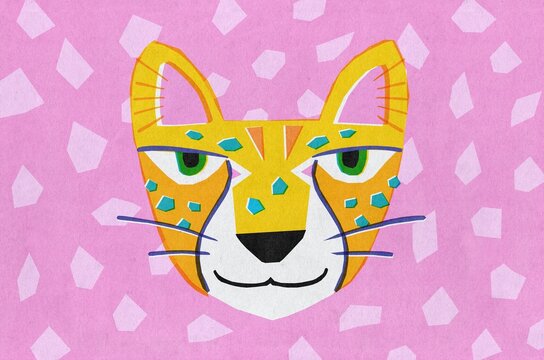 Colorful cheetah wild animal pink