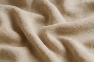 Close up shot of beige fabric with soft folds and subtle textures shown