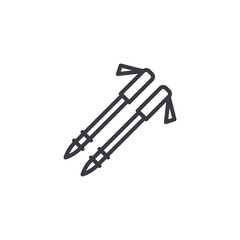 Trekking Poles line icon