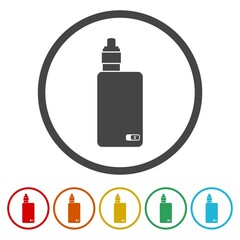 Electric Smoke Device Icon. Set icons in color circle buttons