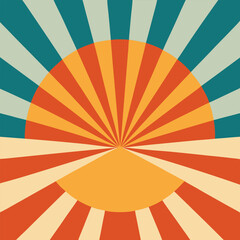Sunburst or sun burst retro background. Ray stripes. 
