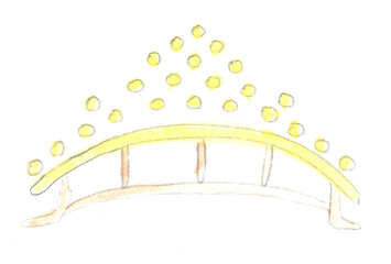 Crown, headdress. Watercolor illustration, hand drawn modern freehand new