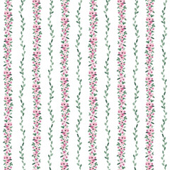Charming seamless pattern with cute spring flowers. Childish floral design hand drawn with watercolor. Simple and elegant seamless tile for wallpaper, textile, fabric, packaging