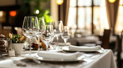 Fototapeta premium Served table in a modern dining room