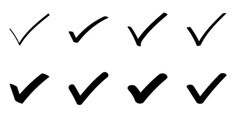 チェックマーク　手書き　ベクター　アイコン　セット　黒 © suorun