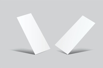 3D Realistic empty gift voucher card mockup isolated on background. Blank template for presentation discount, plastic coupon, train, movie, raffle, carnival, concert, festival, flyer or event ticket 
