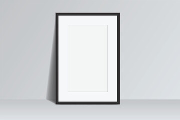 Realistic blank plastic frame photo mockup. Empty rectangular picture frame template isolated on transparent background. Vector mockup for picture, painting, poster, photographs or art gallery
