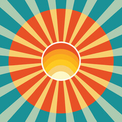 Sunburst or sun burst retro background. Ray stripes. 