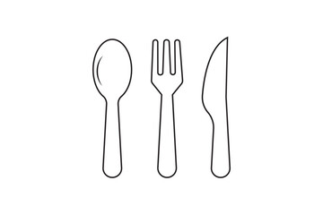 Cutlery vector icon . empty plate . fork, knife sign . black outline and filled version