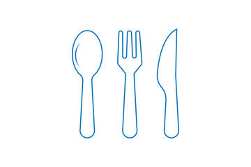Cutlery vector icon . empty plate . fork, knife sign . black outline and filled version