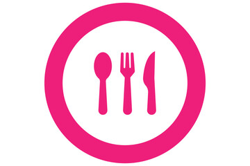 Cutlery vector icon . empty plate . fork, knife sign . black outline and filled version