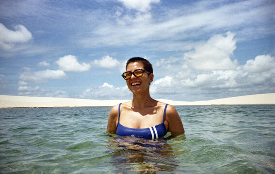 Woman chilling on water at a lagoon