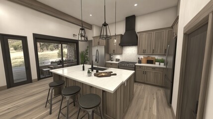 Fototapeta premium Modern farmhouse kitchen interior design concept.