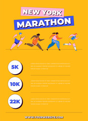 Obraz premium Abstract runners figures. Colorful illustration of group of people, men and women, running marathon together. Running race, people run, colorful poster template