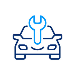 Car repair icon. Symbol of auto maintenance and service. Vector illustration. Editable stroke.