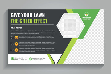 Agricultural and farming services web banner or social media post lawn gardening, Lawn care service web banner
