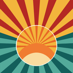 Sunburst or sun burst retro background. Ray stripes. 
