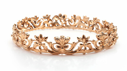 Fototapeta premium Golden crown with metallic reflections, isolated on white. Symbol of royalty and luxury. ﻿