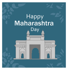 Obraz premium Happy Maharashtra Day Vector Greeting Card Set - State Symbols, Gateway of India & Warli Art Illustrations-07