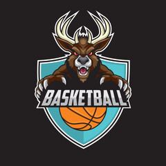 basketball club logo deer vector illustration design