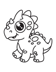 Fototapeta premium Cute dinosaur coloring book, cute dinosaur coloring page, line art, victor, illustration, black-white, dinosaur, coloring book, coloring pages, bold & easy, dinosaur coloring book, dinosaur coloring