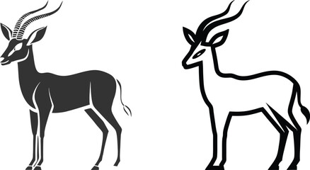 Antelope Silhouette Flat Illustration Simple Wildlife Animal Vector in Flat Style