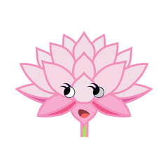 Cute pink lotus flower cartoon character design