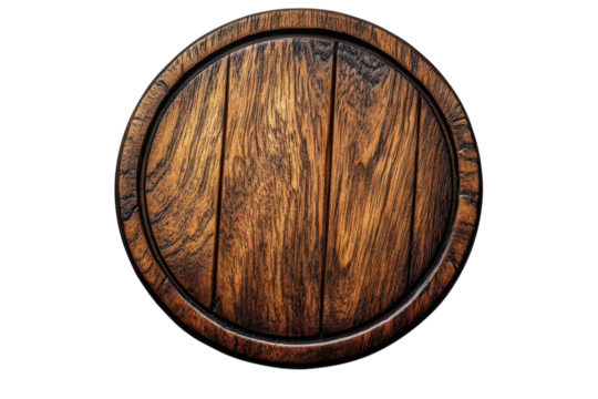 Round Wood Cutting Board Dark Brown Grain Pattern Elegant Kitchen Serving on transparent background