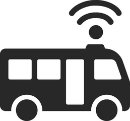 Solid autonomous bus icon used in smart mobility and public transport systems.